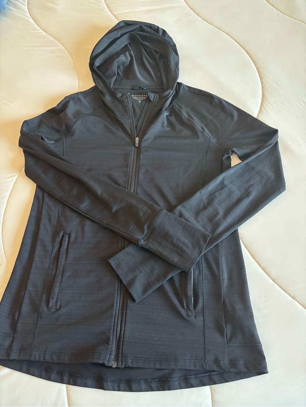 Athleta Black Hooded Full-Zip Utility Jacket